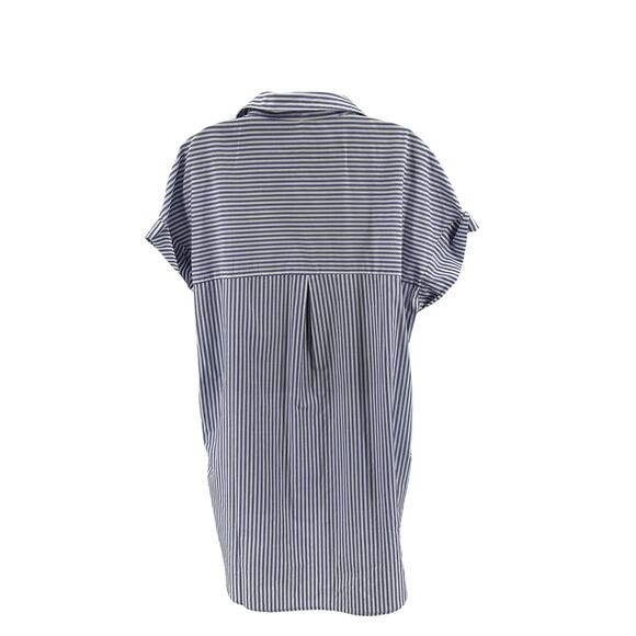 Zara TRF Collection Shirt Dress WMNS L Blue/White Striped Button Up Short Sleeve - Picture 4 of 5